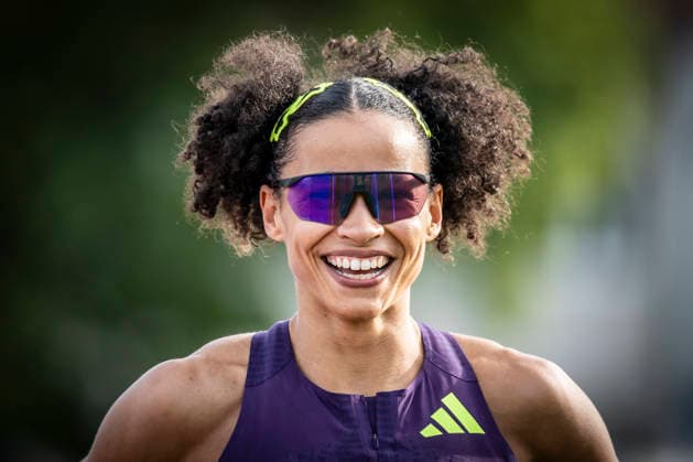REHLINGEN , GERMANY - MAY 24: Long jumper Jazmin Sawyers (GBR Großbritannien) smiling during the 61. Internationales Pfingstsportfest on 24.05.2026 at the Bungertstadion in Rehlingen-Siersburg (Saarland Deutschland). Saarland Deutschland Copyright: xAxelxKohringx