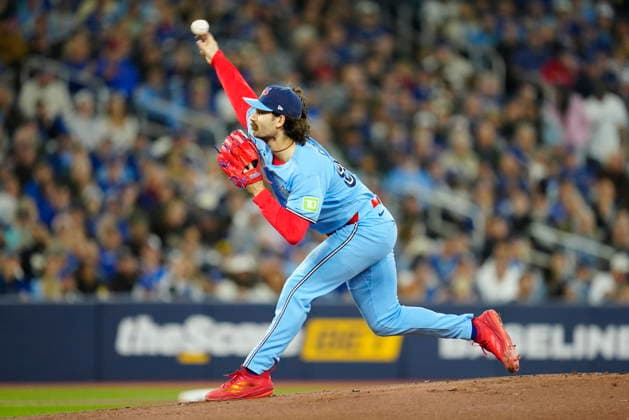 May 25, 2026, Toronto, On, Canada: Toronto Blue Jays pitcher Dylan Cease (84) throws during first inning MLB, Baseball Herren, USA baseball action against the Pittsburgh Pirates in Toronto on Sunday, May 24, 2026. Canada News - May 25, 2026  - ZUMAc35_ 20260525_zaf_c35_003 Copyright: xFrankxGunnx