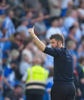 Michael Carrick manager of Manchester United, ManU gives a thumbs -up to the travelling fans at the end of the game. Brighton and Hove Albion v Manchester United, Premier League, Football, American Express Community Stadium, Brighton, UK - 24 May 2026Brighton American Express Community Stadi United Kingdom EDITORIAL USE ONLY No use with unauthorised audio, video, data, fixture lists, club league logos or live services. Online in-match use limited to 120 images, no video emulation. No use in betting, games or single club league player publications.  Copyright: xSeanxRyan Shutterstockx 16889822bn