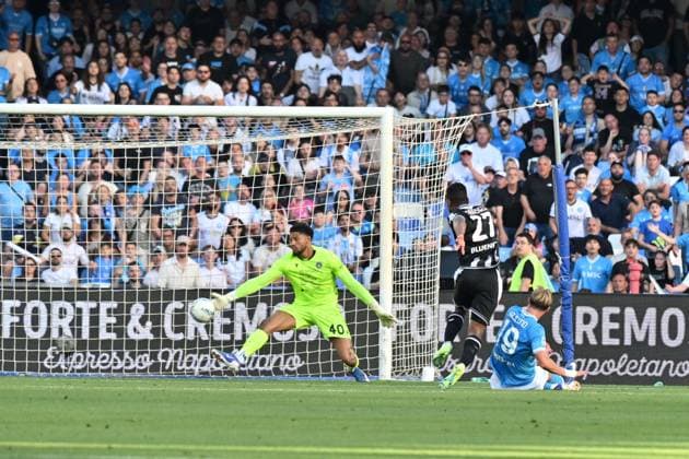 Foto IPP Felice De Martino Napoli 24 05 2026 Calcio Campionato serie A 2025-2026 Napoli - Udinese Nella foto: Gol di Rasmus Hojlund Italy Photo Press World Copyright Napoli italy Italia ITALY  Copyright: xR4924_italyphotopressx