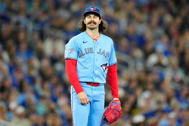 May 25, 2026, Toronto, On, Canada: Toronto Blue Jays pitcher Dylan Cease reacts after giving up the second solo home run of the game during second inning MLB, Baseball Herren, USA baseball action against the Pittsburgh Pirates in Toronto on Sunday, May 24, 2026. Canada News - May 25, 2026  - ZUMAc35_ 20260525_zaf_c35_007 Copyright: xFrankxGunnx