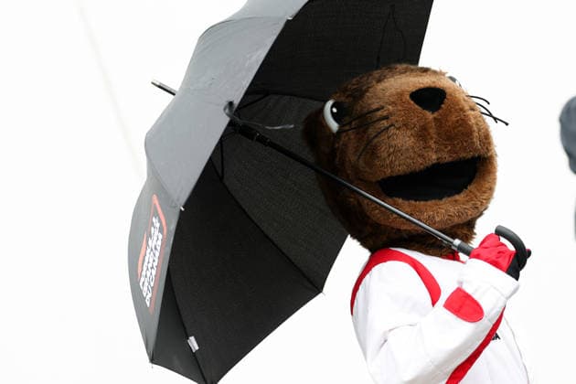 F1 Grand Prix of Canada MONTREAL, QUEBEC - MAY 24 : The Canadian Grand Prix Mascot Vroum poses for a photo with an umbrella at the paddock ahead of the F1 Grand Prix of Canada at Circuit Gilles Villeneuve in Montreal, Quebec, Canada on May 24, 2026. Mert Alper Dervis Anadolu Quebec Canada. Editorial use only. Please get in touch for any other usage.  Copyright: x2026xAnadoluxMertxAlperxDervisx