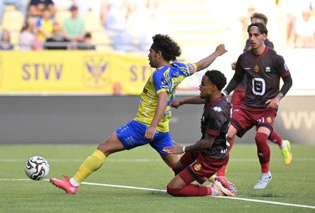 STVV s Taiga Hata scoring during a soccer match between Sint-Truiden VV and KV Mechelen, Sunday 24 May 2026 in Sint-Truiden, on the last day of the Champion s Play-offs of the 2025-2026 Jupiler Pro League first division of the Belgian championship. JOHNxTHYS  x174941943x