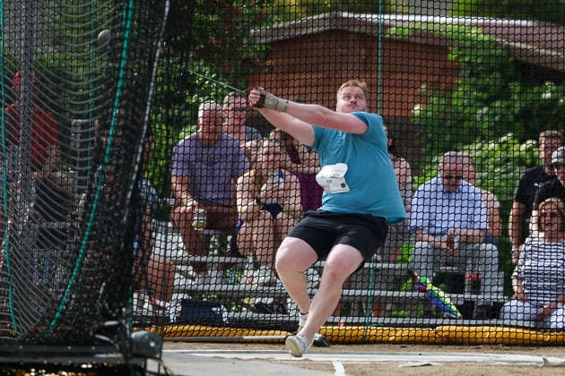 Fränkisch Crumbach on May 24, 2026 Hammer Throw Meeting in Fränkisch Crumbach , HAM, Men A, age group from 2003 v l , KELLY, Adam EST Estonia in aktion, in action, Copyright: JoaquimxFerreira