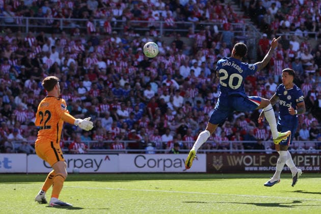 Sunderland v Chelsea - Premier League Joao Pedro of Chelsea directs a header towards goal during the Premier League match between Sunderland and Chelsea at the Stadium Of Light in Sunderland, United Kingdom, on May 24, 2026. Sunderland Tyne and Wear United Kingdom  Copyright: xMIxNewsx originalFilename:fletcher-sunderla260524_nphvT.jpg
