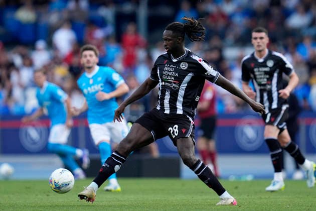 Oumar Solet (Udinese Calcio) in action, , SSC Napoli v Udinese Calcio, Diego Maradona Stadium, May 24, 2026, Napoli, Italy.