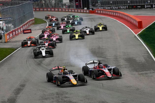 AUTO - FORMULA 2 2026 - MONTREAL 06 TSOLOV Nikola (bul), Campos Racing, Dallara F2 2024, 24 VAN HOEPEN Laurens (nld), Trident, Dallara F2 2024, action, start of the race during the 3rd round of the 2026 FIA Formula 2 Championship from May 22 to 24, 2026 on the Circuit Gilles Villeneuve, in Montrà al, Canada - Montrà alCanada Copyright: xXavixBonillax