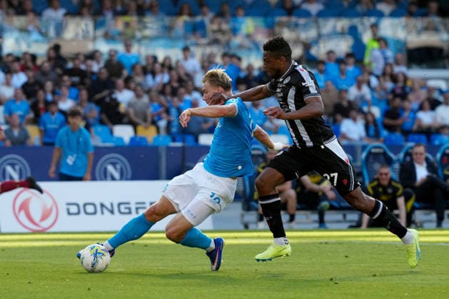 SSC Napoli v Udinese Calcio - Serie A Rasmus Hojlund of SSC Napoli scores first goal during the Serie A match between SSC Napoli and Udinese Calcio at Stadio Diego Armando Maradona Naples Italy on 24 May 2026. Naples Naples Italy  Copyright: xFrancoxRomanox originalFilename:romano-sscnapol260524_npqdg.jpg