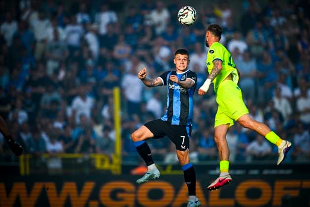 Sport Bilder des Tages Club Brugge v KAA Gent - Jupiler Pro League Champions Play-Off BRUGGE, BELGIUM - MAY 24 : Tresoldi Nicolo forward of Club Brugge scoring a goal (4-0) during the Jupiler Pro League Champions Play-Off match between Club Brugge and KAA Gent on May 24, 2026 in Brugge, Belgium, 24 05 2026 Brugge Belgium  Copyright: xTomasxSiskx