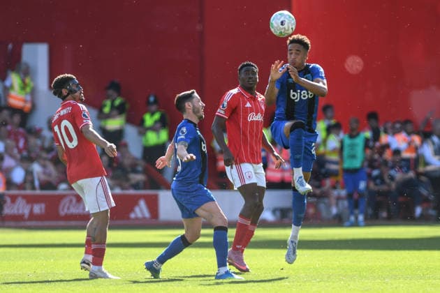 Nottingham Forest v Bournemouth, English Premier League, The City Ground, Nottingham, UK - 24 May 2026 Bournemouth s James Hill heads the ball clear , UK NEWSPAPERS OUT Copyright: xRichardxBowcottx