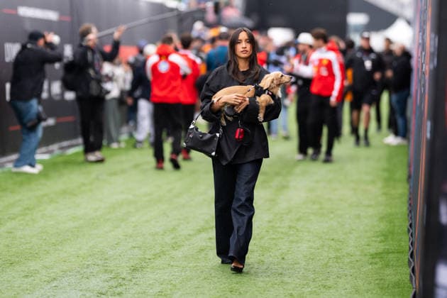 Montreal Formula 1 Canada Grand Prix Day 4 - Paddock AJ Alexandra Leclerc holds her dog Leo arrives in the Paddock at Circuit Gilles Villeneuve on May 24, 2026 in Montreal, Quebec, Canada. Photo by Alexis Jumeau ABACAPRESS.COM Montreal Quebec Canada  Copyright: xJumeauxAlexis ABACAx