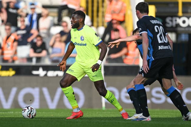 260524 Club Brugge vs AA Gent Wilfried Kanga (7) of AA Gent pictured during the Jupiler Pro League season 2025 - 2026 matchday 10 game in the Champions Play offs between Club Brugge KV and AA Gent on May 24 , 2026 in Brugge, Belgium. (Photo by David Catry Isosport) Brugge Belgium  Copyright: xDavidxCatryx 20260524DC2_7671