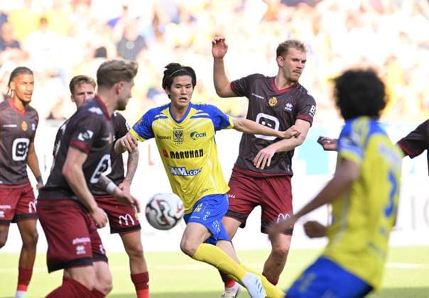 STVV s Keisuke Goto pictured in action during a soccer match between Sint-Truiden VV and KV Mechelen, Sunday 24 May 2026 in Sint-Truiden, on the last day of the Champion s Play-offs of the 2025-2026 Jupiler Pro League first division of the Belgian championship. JOHNxTHYS  x174945583x