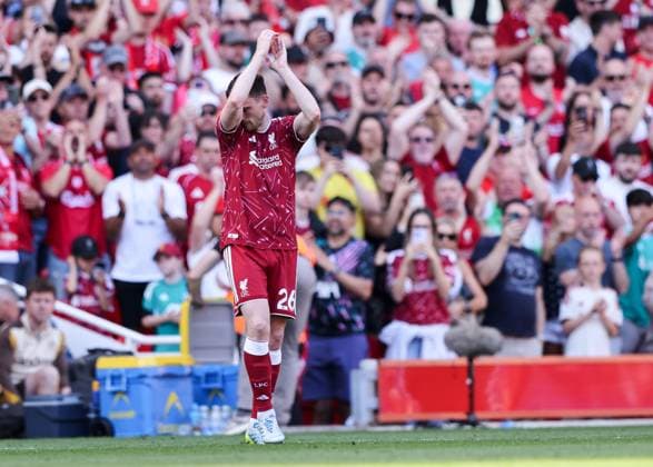 Liverpool s Andrew Robertson leaves the field in the second half Liverpool v Brentford, Premier League, Football, Anfield, Liverpool, UK - 24 May 2026Liverpool Anfield United Kingdom EDITORIAL USE ONLY No use with unauthorised audio, video, data, fixture lists, club league logos or live services. Online in-match use limited to 120 images, no video emulation. No use in betting, games or single club league player publications.  Copyright: xAlexxDodd Shutterstockx 16889846br