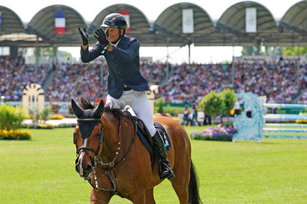 2nd place, Jose Maria jr Larocca ARG with horse Finn Lente, Rolex Grand Slam of Show Jumping, kisses into the audience jumping competition with two rounds and jump-off, cheers, emotion, World Equestrian Festival, World Equestrian Festival, TSCHIO Aachen 2026, TSCHIO instead of CHIO 2026, Aachener Soers, 22 to 24 May 2026, equestrian sport, 24 05 2026, Aachen Aachener Soers Germany