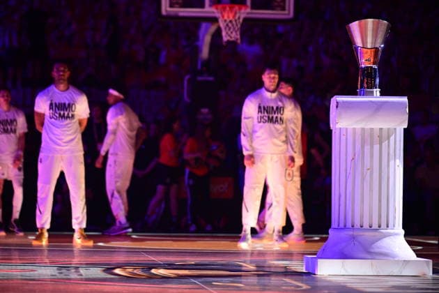 Olympiacos Piraeus v Real Madrid Euroleague Final Four presentation of Real Madrid with shirt about usman Garuba of Real Madrid during the Euroleague match, Final Four, Final game between Olympiacos Piraeus v Real Madrid played at ATHENS Telekom Center Athens Stadium on May 24nd 2026 in Athens Greece Athens Greece Basketball Copyright: xAgenciaxLOFx