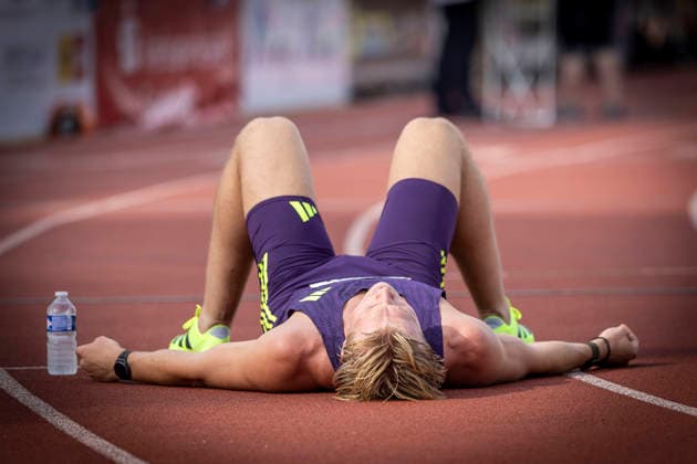 REHLINGEN , GERMANY - MAY 24: Nick Smidt (NED Niederlande) after the 400m hurdles during the 61. Internationales Pfingstsportfest on 24.05.2026 at the Bungertstadion in Rehlingen-Siersburg (Saarland Deutschland). Saarland Deutschland Copyright: xLeahxKohringx