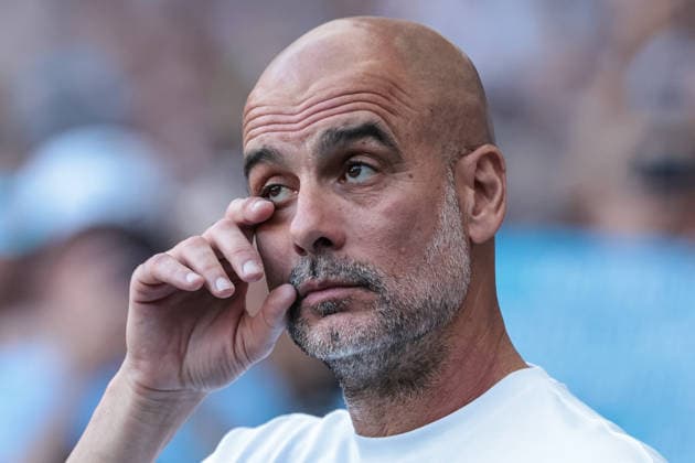 Premier League: Manchester City vs Aston Villa Pep Guardiola manager of Manchester City fights the tears in an emotional last game during the Premier League match Manchester City vs Aston Villa at Etihad Stadium, Manchester, United Kingdom on 24 May 2026 (Photo by Mark Cosgrove News Images) Manchester Etihad Stadium Greater Manchester United, ManU Kingdom Copyright: xMarkxCosgrove NewsxImagesx
