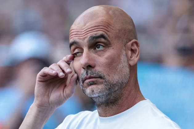 Premier League: Manchester City vs Aston Villa Pep Guardiola manager of Manchester City fights the tears in an emotional last game during the Premier League match Manchester City vs Aston Villa at Etihad Stadium, Manchester, United Kingdom on 24 May 2026 (Photo by Mark Cosgrove News Images) Manchester Etihad Stadium Greater Manchester United, ManU Kingdom Copyright: xMarkxCosgrove NewsxImagesx