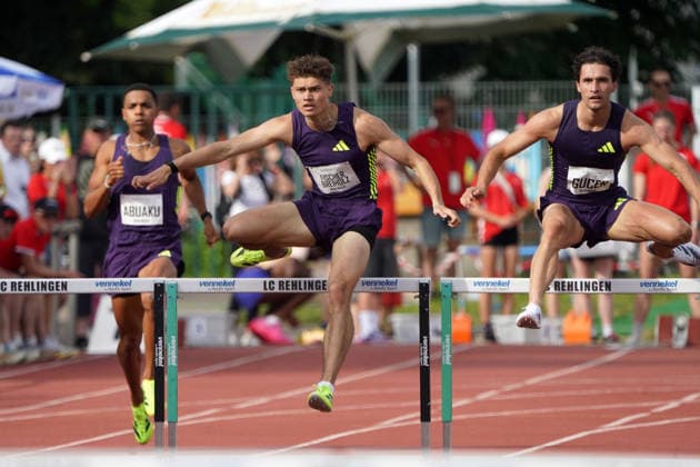 Rehlingen, Leichtathletik, athletics, Track and Field, 61 International Whitsun Sports Festival, 24 05 2026, Bungerstadion Rehlingen Siersburg, 400m Hurdles Men, Owe Fischer Breiholz, Königsteiner LV ,Deutschland, Germany GER,