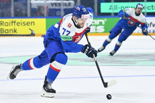 Martin Fasko-Rudas (SVK) in action during to the group B match of the World Ice hockey, Eishockey Championship, Slovakia - Canada, Fribourg, Switzerland, on May 24, 2026. (CTKxPhoto RadekxPetrasek) CTKPhotoP2026052406404  CTKPhotoP2026052406404