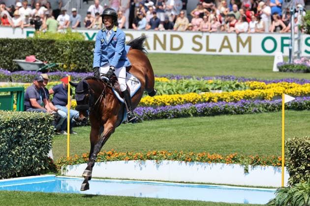 Christian Ahlmann GER with horse Untouched LB at the moat, Rolex Grand Slam of Show Jumping, show jumping competition with two rounds and jump-off, World Equestrian Festival, TSCHIO Aachen 2026, TSCHIO instead of CHIO 2026, Aachener Soers, 22 to 24 May 2026, equestrian sport, 24 May 2026, Aachener Soers Germany