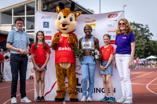 REHLINGEN , GERMANY - MAY 24: Maboundou Koné (CIV Elfenbeinküste) takes the win over 100m during the 61. Internationales Pfingstsportfest on 24.05.2026 at the Bungertstadion in Rehlingen-Siersburg (Saarland Deutschland). Saarland Deutschland Copyright: xLeahxKohringx