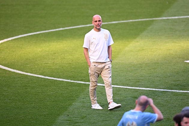 Manchester City v Aston Villa, Premier League Pep Guardiola, head coach of Manchester City, during the farewell ceremony after the Manchester City v Aston Villa Premier League match at the Etihad Stadium, Manchester, England on 24 May 2026 Credit: Ben Roberts Every Second Media Editorial use only. All images are copyright Every Second Media Limited. No images may be reproduced without prior permission. All rights reserved. Premier League and Football League images are subject to licensing agreements with Football DataCo Limited. see https: www.football-dataco.com Copyright: xIMAGO EveryxSecondxMediax ESM-2008-0079 BenxRobertsx xEveryxSecondxMediax