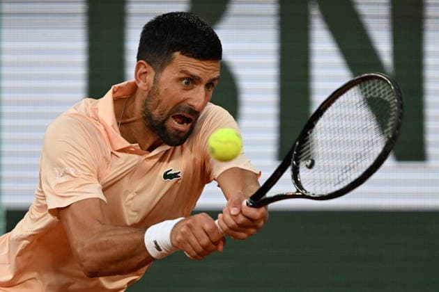 French Open (Roland Garros) - Day 1 PARIS, FRANCE - MAY 24: Serbia s Novak Djokovic in action against France s Giovanni Mpetshi Perricard (not seen) during a first-round men s singles match on the opening day of the French Open (Roland Garros) in Paris, France, on May 24, 2026. Burak Akbulut Anadolu Paris France. Editorial use only. Please get in touch for any other usage.  Copyright: x2026xAnadoluxBurakxAkbulutx