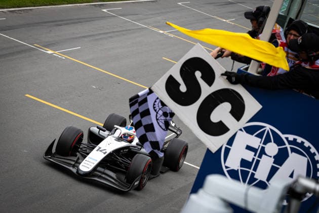 AUTO - FORMULA 2 2026 - MONTREAL 14 STENSHORNE Martinus (nor), Rodin Motorsport, Dallara F2 2024, action, checkered flag during the 3rd round of the 2026 FIA Formula 2 Championship from May 22 to 24, 2026 on the Circuit Gilles Villeneuve, in MontrÃ al, Canada - MontrÃ alCanada  Copyright: xDiederikxvanxderxLaanx