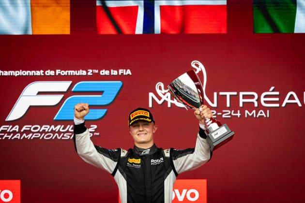 AUTO - FORMULA 2 2026 - MONTREAL STENSHORNE Martinus (nor), Rodin Motorsport, Dallara F2 2024, portrait, celebrate his win, podium during the 3rd round of the 2026 FIA Formula 2 Championship from May 22 to 24, 2026 on the Circuit Gilles Villeneuve, in MontrÃ al, Canada - MontrÃ alCanada  Copyright: xDiederikxvanxderxLaanx