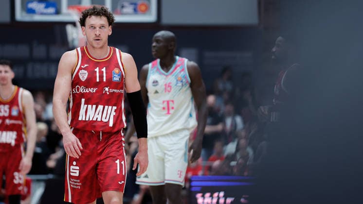 In the picture Brae Ivey Wuerzburg Baskets, 11 steps up for the free throw 24 05 2026, Basketball, Fitness First Wuerzburg Baskets vs Telekom Baskets Bonn, easyCredit BBL Playoffs, 4 Quarterfinals, Germany, 97072, tectake Arena Wuerzburg, Copyright: HMBxMedia xJulienxBecker