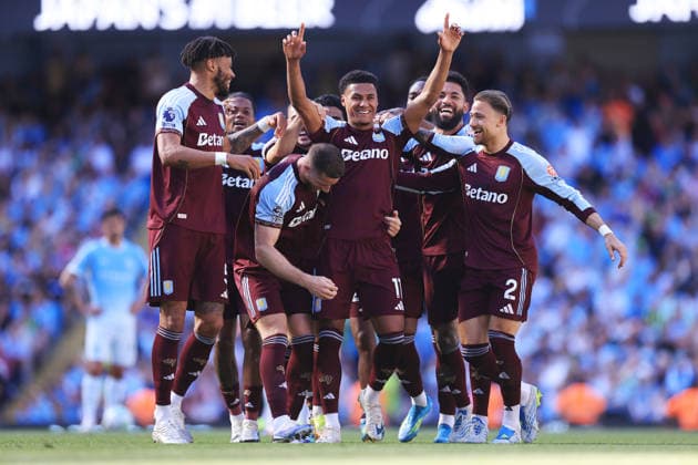 Fußball Premier League Manchester City gegen Aston Villa 24. Mai 2026 Premier League Manchester City gegen Aston Villa Ollie Watkins von Aston Villa jubelt nach seinem zweiten Tor Foto Simon Stacpoole Abseits Manchester UK  Copyright: xSimonxStacpoolexOffside