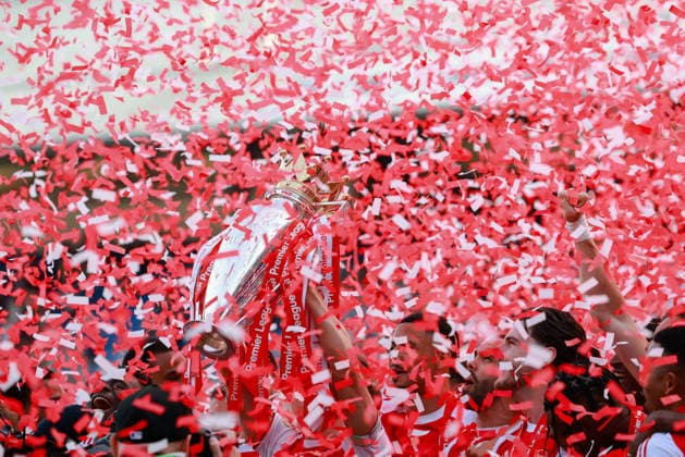 Premier League 2025 26&xA;Crystal Palace v Arsenal &xA;Selhurst Park Stadium&xA;24.05.2026 Arsenal players celebrate winning the Premier League at the end of the match &xA;&xA;Premier League 2025 26&xA;Crystal Palace v Arsenal &xA;Selhurst Park Stadium&xA;24.05.2026&xA; &xA;&xA;Photograph By Marc Aspland The Times&xA;  Copyright: xThexTimesx NINTCHDBPICT001083639709