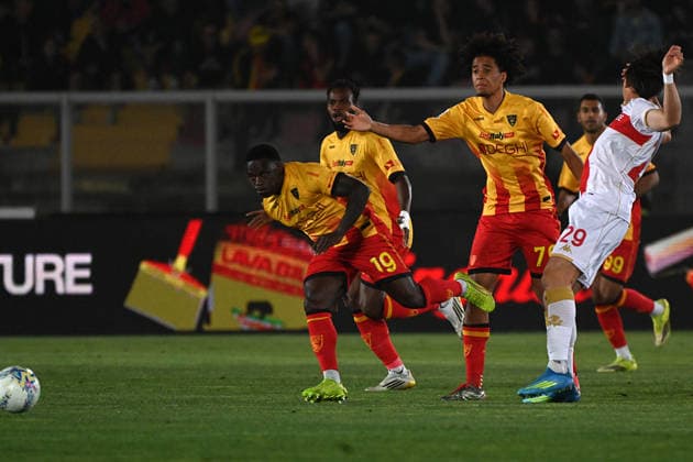 IPA85046550 - Oumar Ngom (Us Lecce) and Banda Lameck (Us Lecce) in action during US Lecce vs Genoa CFC, Italian soccer Serie A match in Lecce, Italy, May 24 2026  Copyright: xPasqualexGolia IPAxSportx xx 85046550