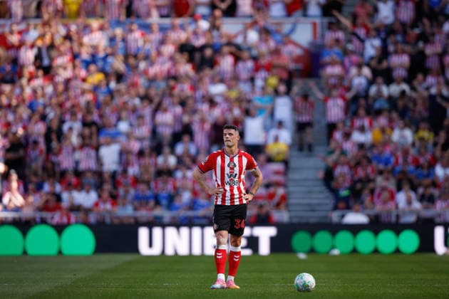 Sunderland v Chelsea, Premier League Granit Xhaka of Sunderland takes a free kick during the Sunderland v Chelsea Premier League match at the Stadium of Light, Sunderland, England on 24 May 2026 Credit: Craig Cowan Every Second Media Editorial use only. All images are copyright Every Second Media Limited. No images may be reproduced without prior permission. All rights reserved. Premier League and Football League images are subject to licensing agreements with Football DataCo Limited. see https: www.football-dataco.com Copyright: xIMAGO EveryxSecondxMediax ESM-2012-0152 CraigxCowanx xEveryxSecondxMediax