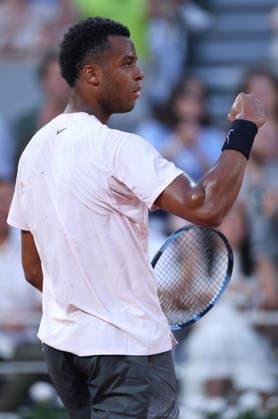 Giovanni Mpetshi Perricard of France celebrates French Open Tennis, Day One, Tennis, Roland Garros, Paris, France - 24 May 2026Paris Roland Garros France EDITORIAL USE ONLY No use with unauthorised audio, video, data, fixture lists, club league logos or live services. Online in-match use limited to 120 images, no video emulation. No use in betting, games or single club league player publications.  Copyright: xEllaxLing Shutterstockx 16889886ae
