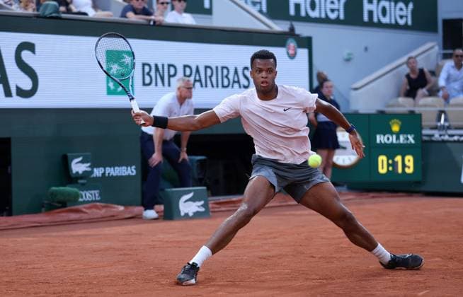 Giovanni Mpetshi Perricard of France in action French Open Tennis, Day One, Tennis, Roland Garros, Paris, France - 24 May 2026Paris Roland Garros France EDITORIAL USE ONLY No use with unauthorised audio, video, data, fixture lists, club league logos or live services. Online in-match use limited to 120 images, no video emulation. No use in betting, games or single club league player publications.  Copyright: xEllaxLing Shutterstockx 16889886aj
