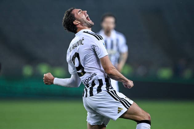 Cm Torino 24 05 2026 - campionato di calcio serie A Torino-Juventus foto Cristiano Mazzi Image nella foto: esultanza gol Dusan Vlahovic 
