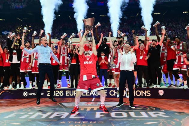 Olympiacos Piraeus v Real Madrid Euroleague Final Four Olympiacos Piraeus champions of Euroleague 2025 2026 during the Euroleague match, Final Four, Final game between Olympiacos Piraeus v Real Madrid played at ATHENS Telekom Center Athens Stadium on May 24nd 2026 in Athens Greece Athens Greece Basketball *** Olympiacos Piraeus v Real Madrid Euroleague Final Four Olympiacos Piraeus champions of Euroleague 2025 2026 during the Euroleague match, Final Four, Final game between Olympiacos Piraeus v Real Madrid played at ATHENS Telekom Center Athens Stadium on May 24nd 2026 in Athens Greece Athens Greece Basketball Copyright: xAgenciaxLOFx