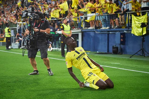 Pape Gueye Villarreal CF celebrates after scoring his team˜s second goal during the LaLiga EA Sports match between Villarreal CF and Atletico Madrid at Estadio de la Ceramica on May 24, 2026 in Villarreal, Spain Photo by Maria Jose Segovia DeFodi Images