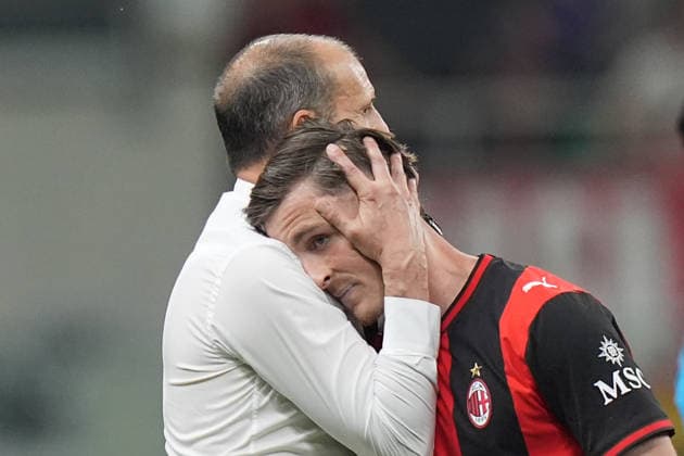 AC Milan™s head coach Massimiliano Allegri , AC Milan s Alexis Saelemaekers during the Serie A soccer match between Milan and Cagliari at the San Siro Stadium in Milan , north Italy - Saturday , May 24 , 2026. - Soccer .  Copyright: xSpada LaPressex