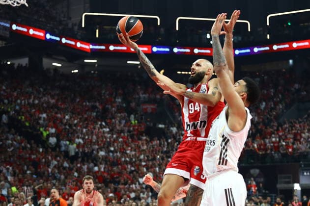 Olympiacos Piraeus v Real Madrid Euroleague Final Four Evan Fournier of Olympiacos during the Euroleague match, Final Four, Final game between Olympiacos Piraeus v Real Madrid played at ATHENS Telekom Center Athens Stadium on May 24nd 2026 in Athens Greece Athens Greece Basketball Copyright: xAgenciaxLOFx