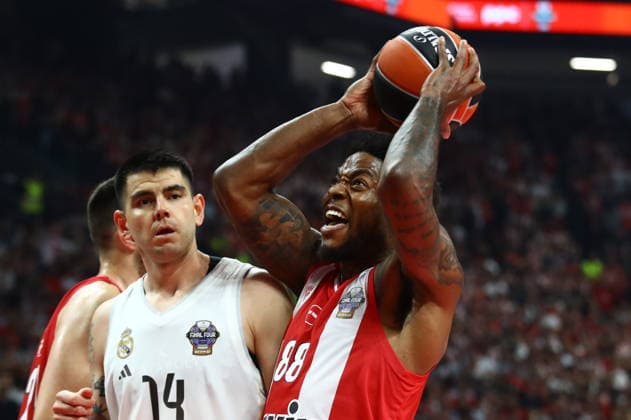 Olympiacos Piraeus v Real Madrid Euroleague Final Four Tyrique Jones of Olympiacos during the Euroleague match, Final Four, Final game between Olympiacos Piraeus v Real Madrid played at ATHENS Telekom Center Athens Stadium on May 24nd 2026 in Athens Greece Athens Greece Basketball Copyright: xAgenciaxLOFx