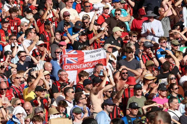 Nottingham Forest v Bournemouth, Premier League AFC Bournemouth fans hold aloft a banner during the Premier League match between Nottingham Forest and Bournemouth at the City Ground, Nottingham, UK on 24 May 2026. Editorial use only DataCo restrictions apply See www.football-dataco.com , Copyright: xJezxTighex PSI-24298-0094