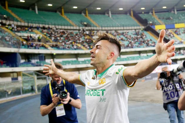 Roma™s Stephan El Shaarawy celebration goal 0-2i during the Serie A soccer match between Hellas Verona and Roma at the Bentegodi Stadium in Verona, north west Italy - Sunday , May 24 , 2026. - Soccer .  Copyright: xPaolaxGarbuio Lapressex
