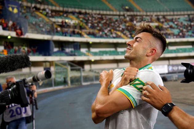 Roma™s Stephan El Shaarawy celebration goal 0-2i during the Serie A soccer match between Hellas Verona and Roma at the Bentegodi Stadium in Verona, north west Italy - Sunday , May 24 , 2026. - Soccer .  Copyright: xPaolaxGarbuio Lapressex