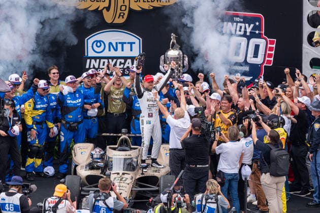 May 24, 2026, Speedway, Indiana, USA: IndyCar, Indy Car, IRL, USA SERIES driver, FELIX ROSENQVIST (60) (SWE) of Varnamo, Sweden, wins the Indianapolis 500 at Indianapolis Motor Speedway in SPEEDWAY, Indiana. Speedway USA - ZUMAa161 20260524_aaa_a161_009 Copyright: xWalterxArce GMGx