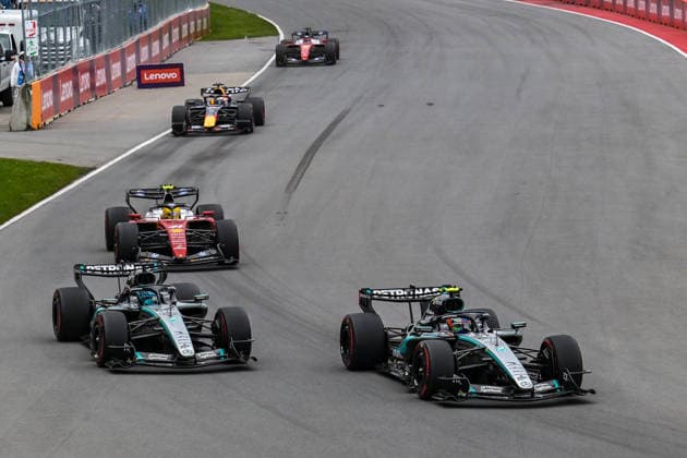F1 - CANADIAN GRAND PRIX 2026 12 KIMI ANTONELLI Andrea (ita), Mercedes AMG F1 Team W17, 63 RUSSELL George (gbr), Mercedes AMG F1 Team W17, action during the Formula 1 Grand Prix du Canada 2026, 5th round of the 2026 Formula One World Championship, WM, Weltmeisterschaft from May 22 to 24, 2026 on the Circuit Gilles Villeneuve, in Montrà al, Canada - Montrà alCanada Copyright: xDPPIx