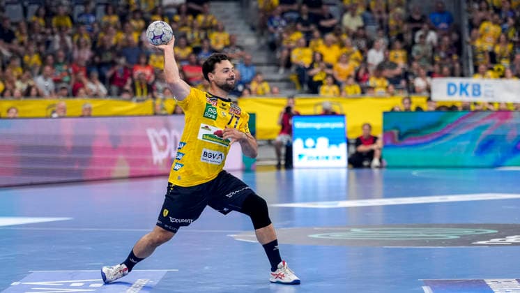 Dani Baijens RNL, 77 , on the ball, cropped, full body, single image, single photo, action, action, 24 05 2026, Mannheim Germany , Handball, Bundesliga, Rhein Neckar Löwen SC Magdeburg xozx
